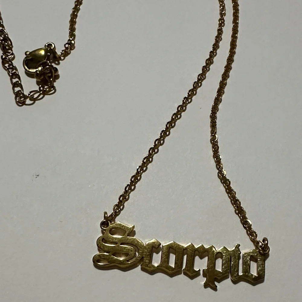 Gold Stainless Steel Scorpio Necklace